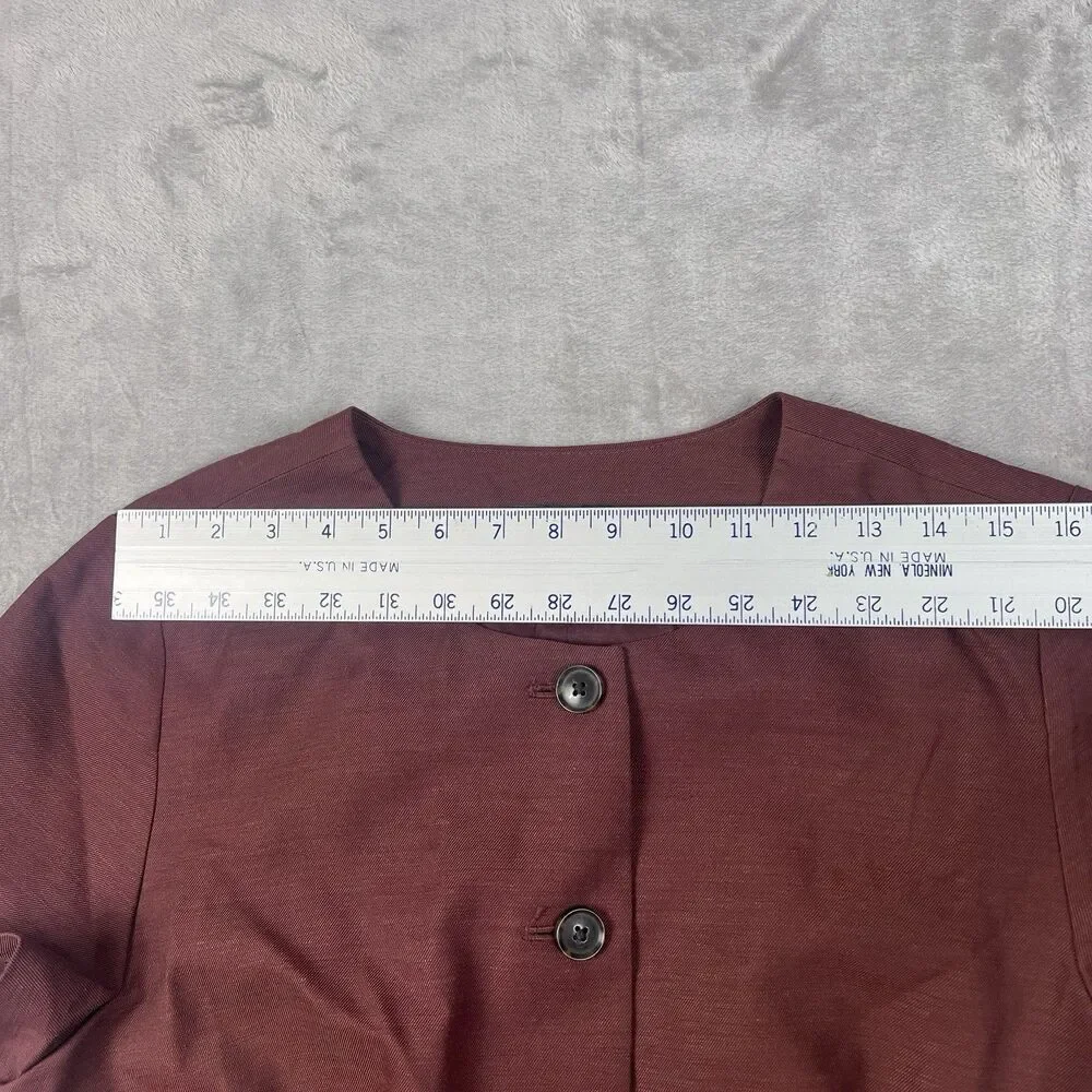 J Crew Parc Dress Womens 16 Brown Linen Blend Button Front Mini Career Preppy